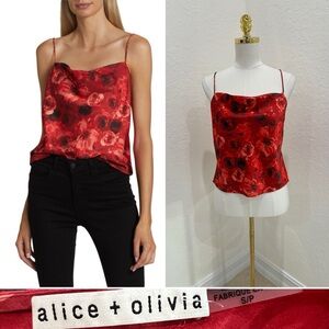 Alice + Olivia Red Floral Camisole Top